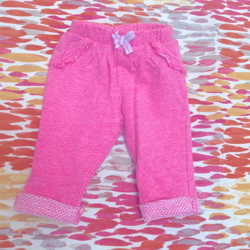 Cuffed cotton pants vibrant newborn pink